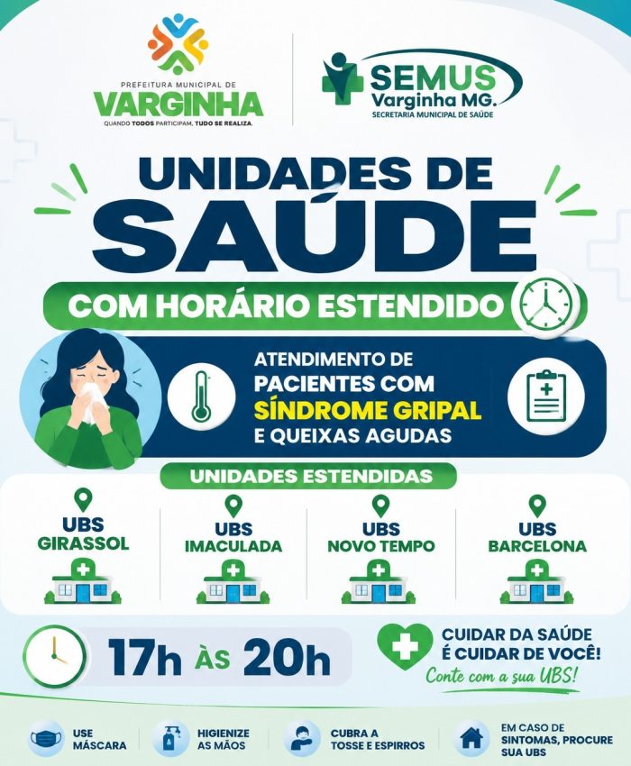 VACINAÇÃO – UNIDADES DE SAÚDE COM HORÁRIO ESTENDIDO
